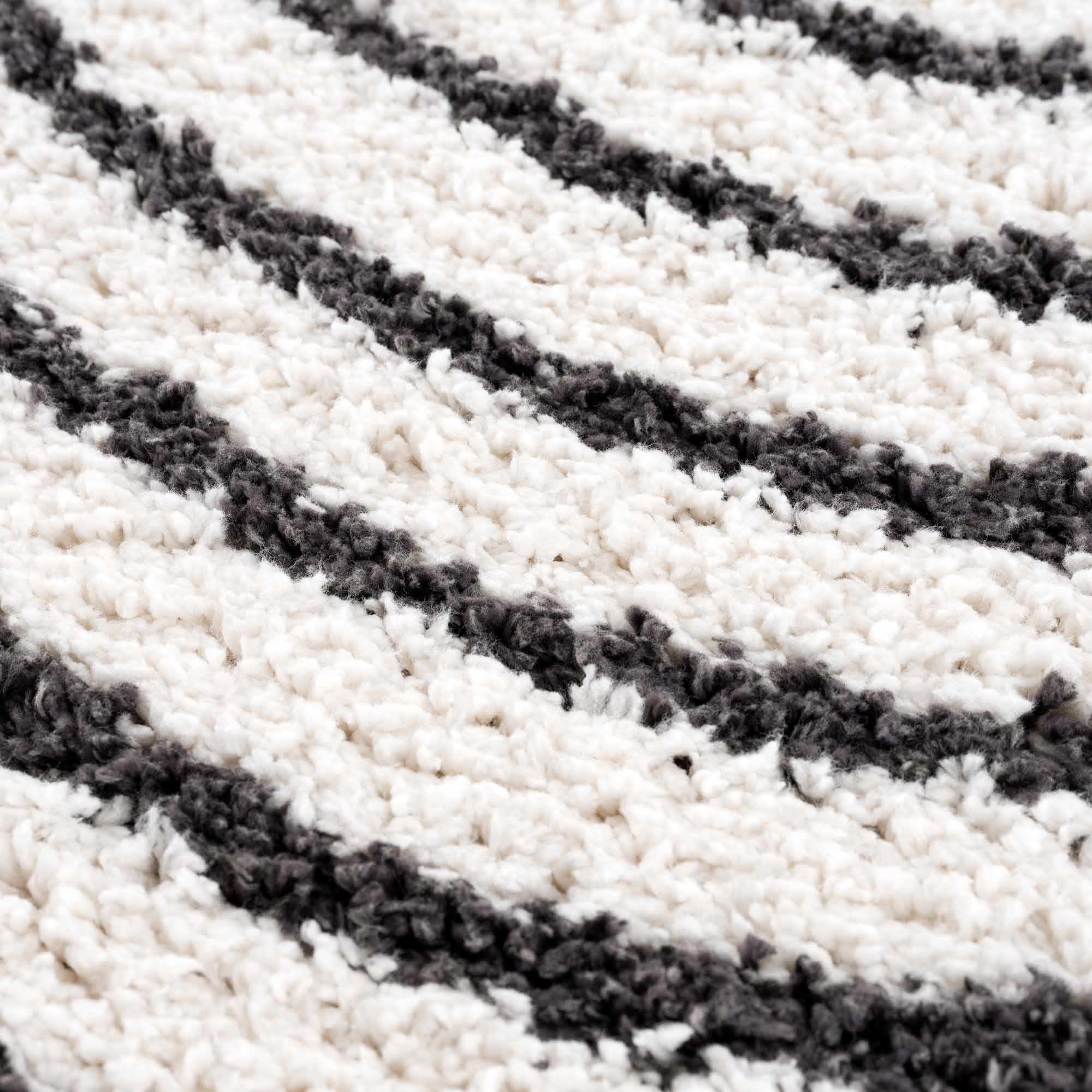 Bauer Black & White Shag Area Rug | Rainbow Design