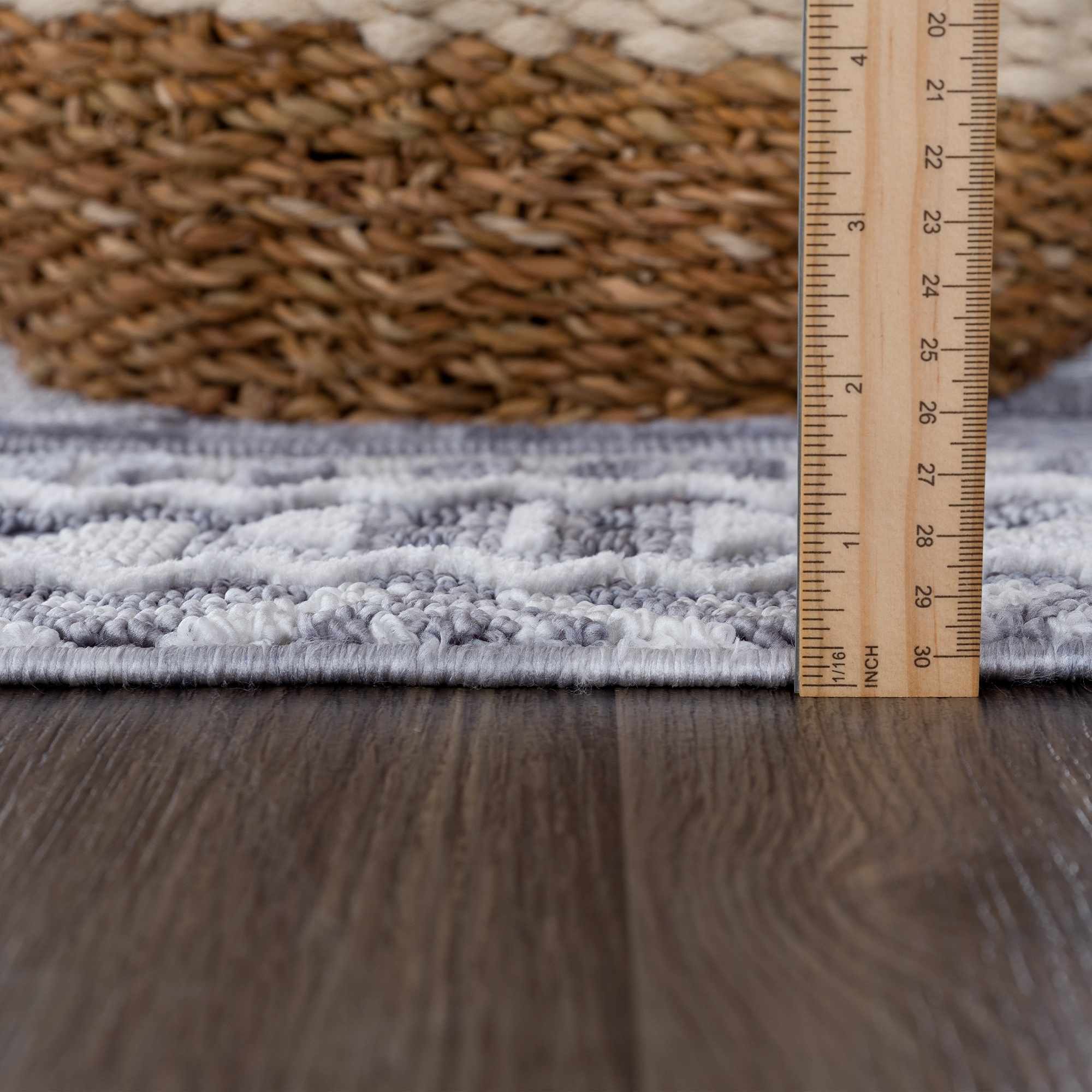 Alya Charcoal Fringe Area Rug | Textured Medallion Design
