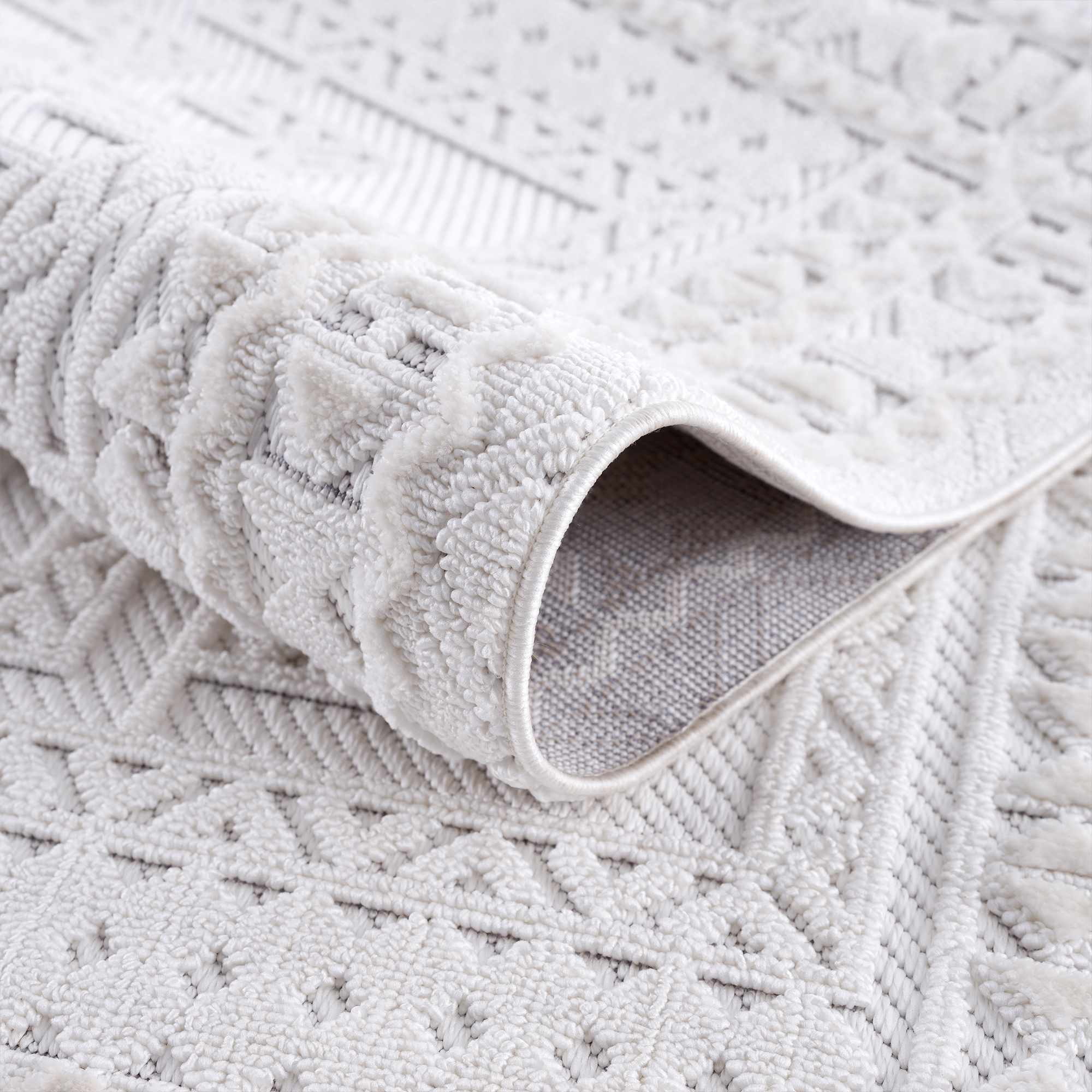 Alya Ivory Fringe Area Rug | Textured Medallion Design – Hauteloom