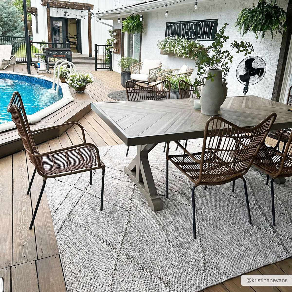Baqer Bone & Tan Indoor/Outdoor Area Rug | Crosshatch Design