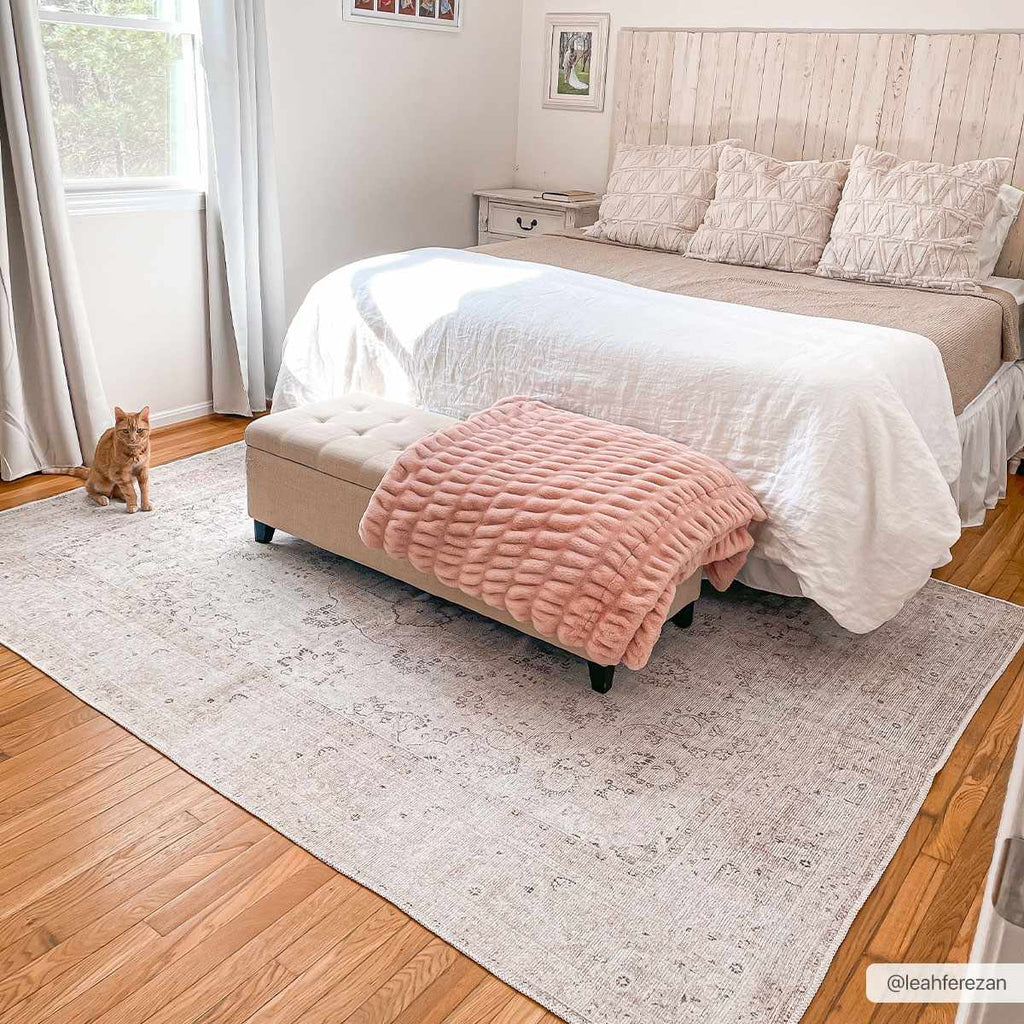 Bethany Washable Area Rug | Persian-Inspired Distressed Design – Hauteloom