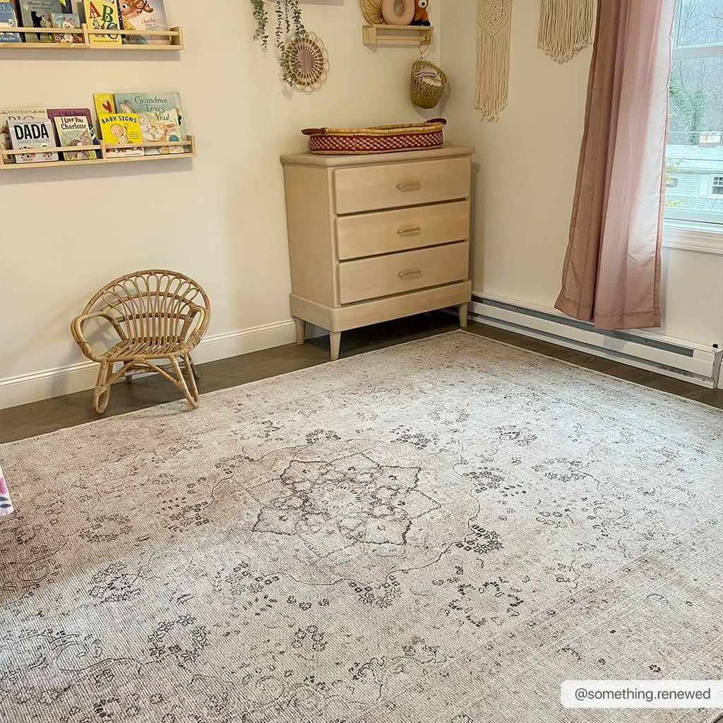 Bethany Washable Area Rug | Persian-Inspired Distressed Design – Hauteloom