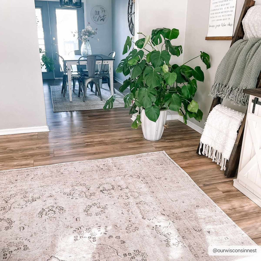 Bethany Washable Area Rug | Persian-Inspired Distressed Design – Hauteloom