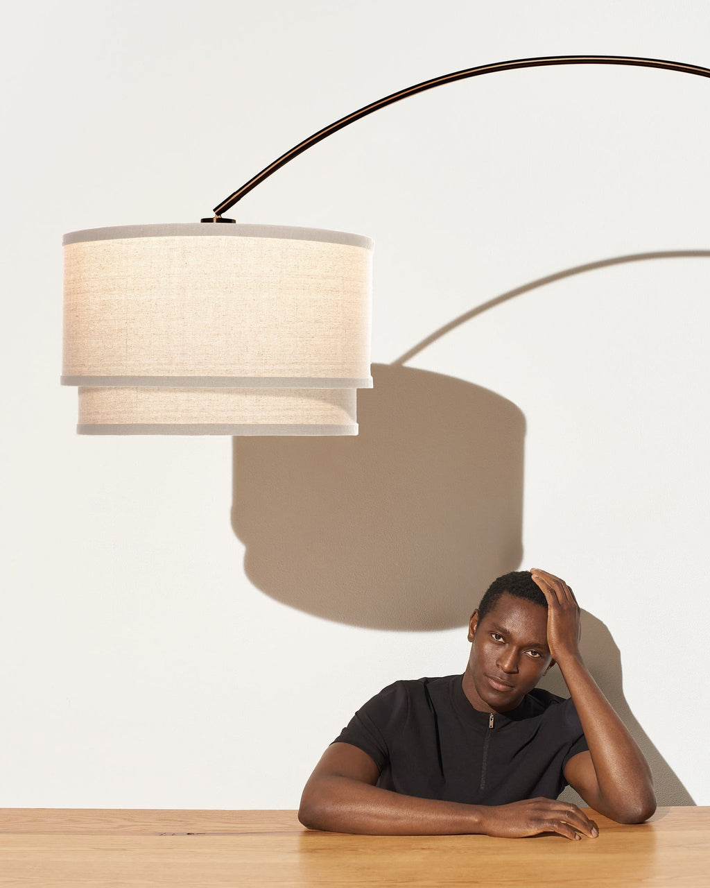 Mason Arc Floor Lamp | Double Cylinder Shade Arc Lamp with Marble Base – Brightech