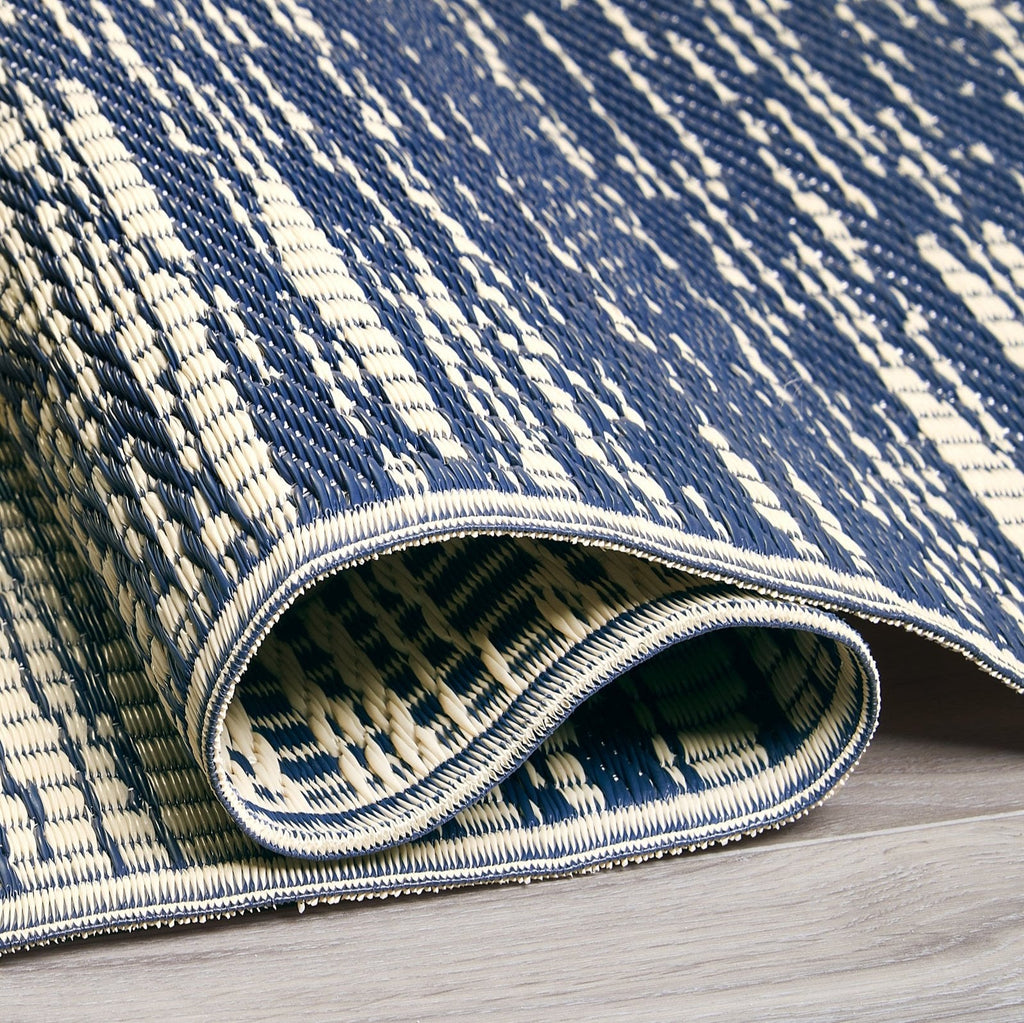 Brooklyn Blue Outdoor Rug | Abstract Double-Sided Design