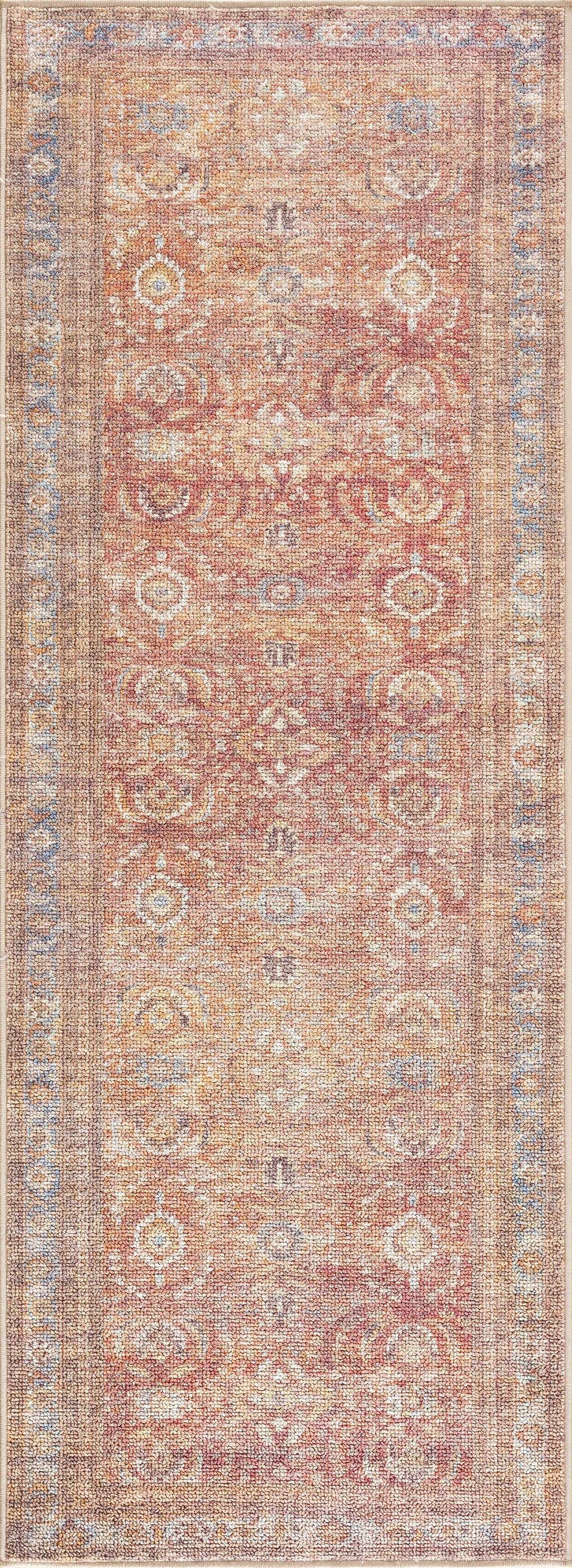 Anshu Peach Washable Area Rug | Vintage Boho Turkish-Inspired Design – Hauteloom