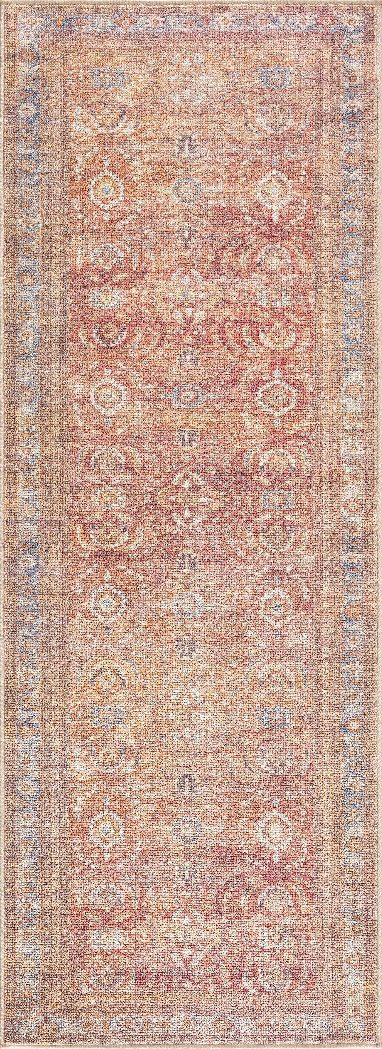 Anshu Peach Washable Area Rug | Vintage Boho Turkish-Inspired Design – Hauteloom