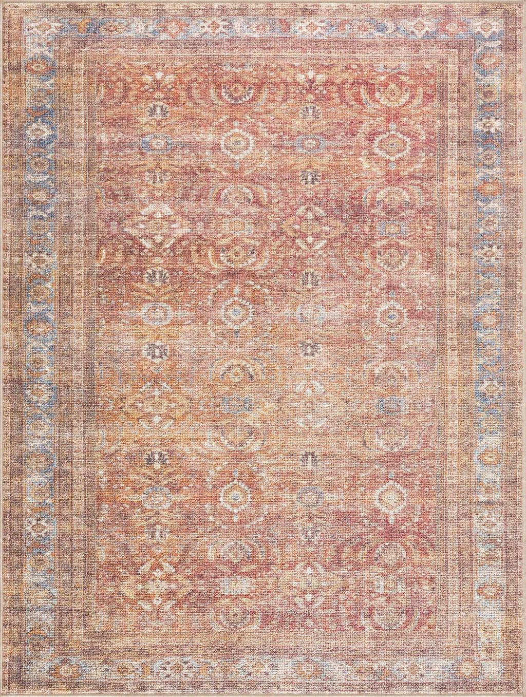 Anshu Peach Washable Area Rug | Vintage Boho Turkish-Inspired Design – Hauteloom