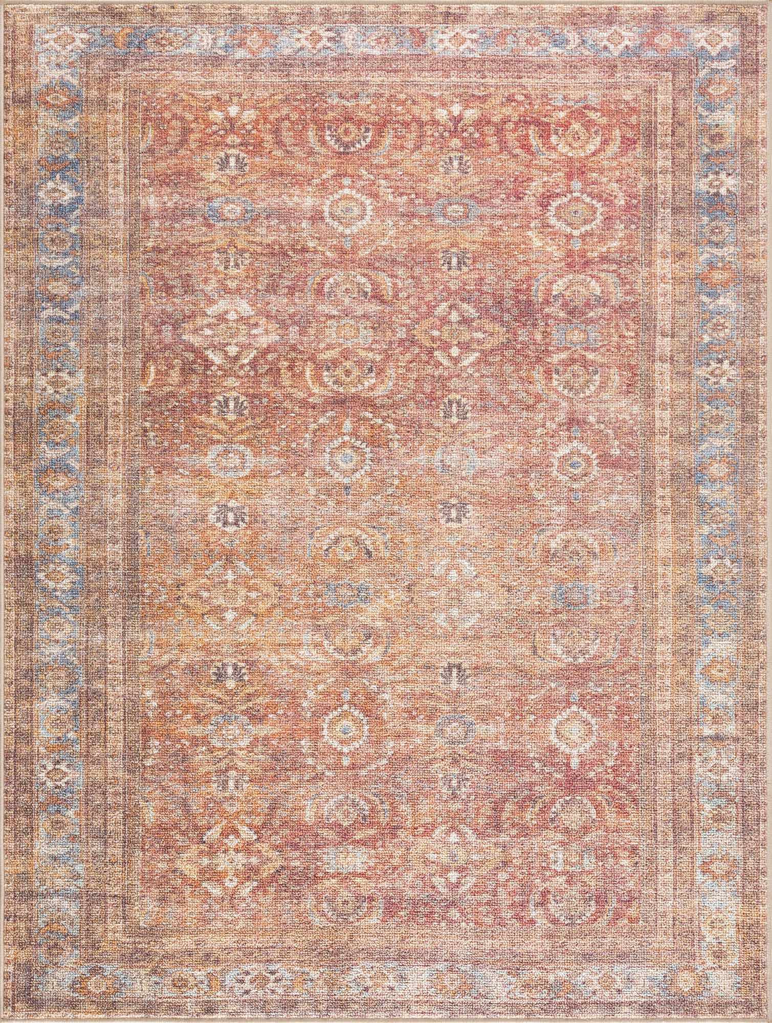 Anshu Peach Washable Area Rug | Vintage Boho Turkish-Inspired Design – Hauteloom