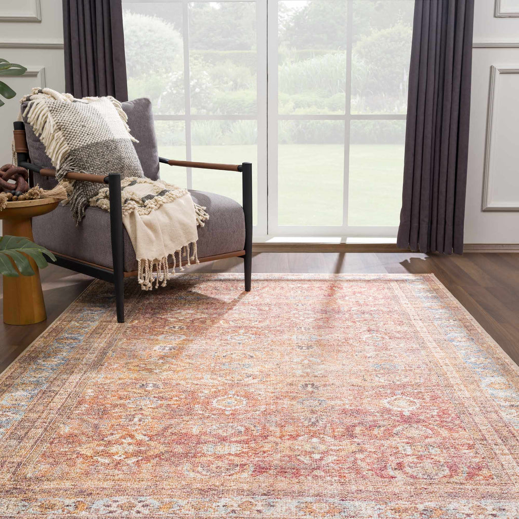 Anshu Peach Washable Area Rug | Vintage Boho Turkish-Inspired Design – Hauteloom