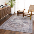 Abner Purple & Gray Washable Area Rug | Traditional Design