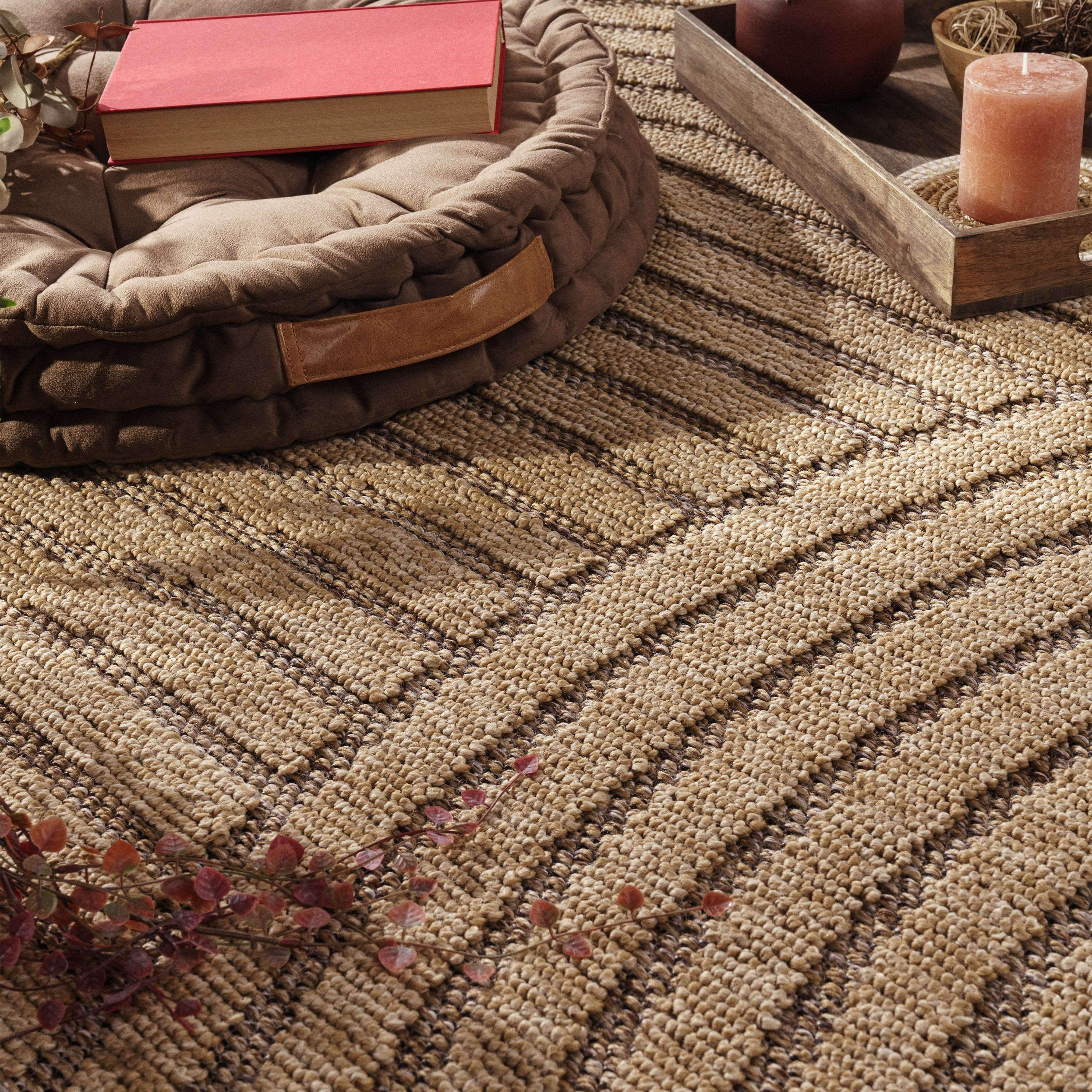 Outdoor Rug Cologne with Modern Lines & Circles in Beige