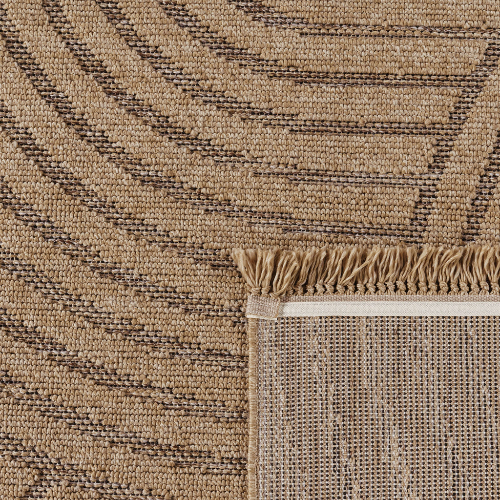Outdoor Rug Cologne with Modern Lines & Circles in Beige