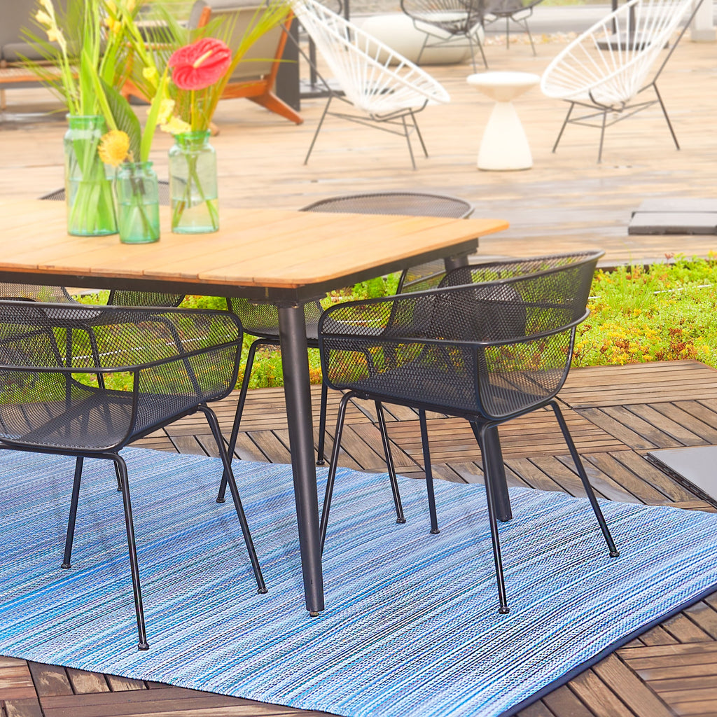 Cancun Indigo Outdoor Rug | Modern Striped Blue Design
