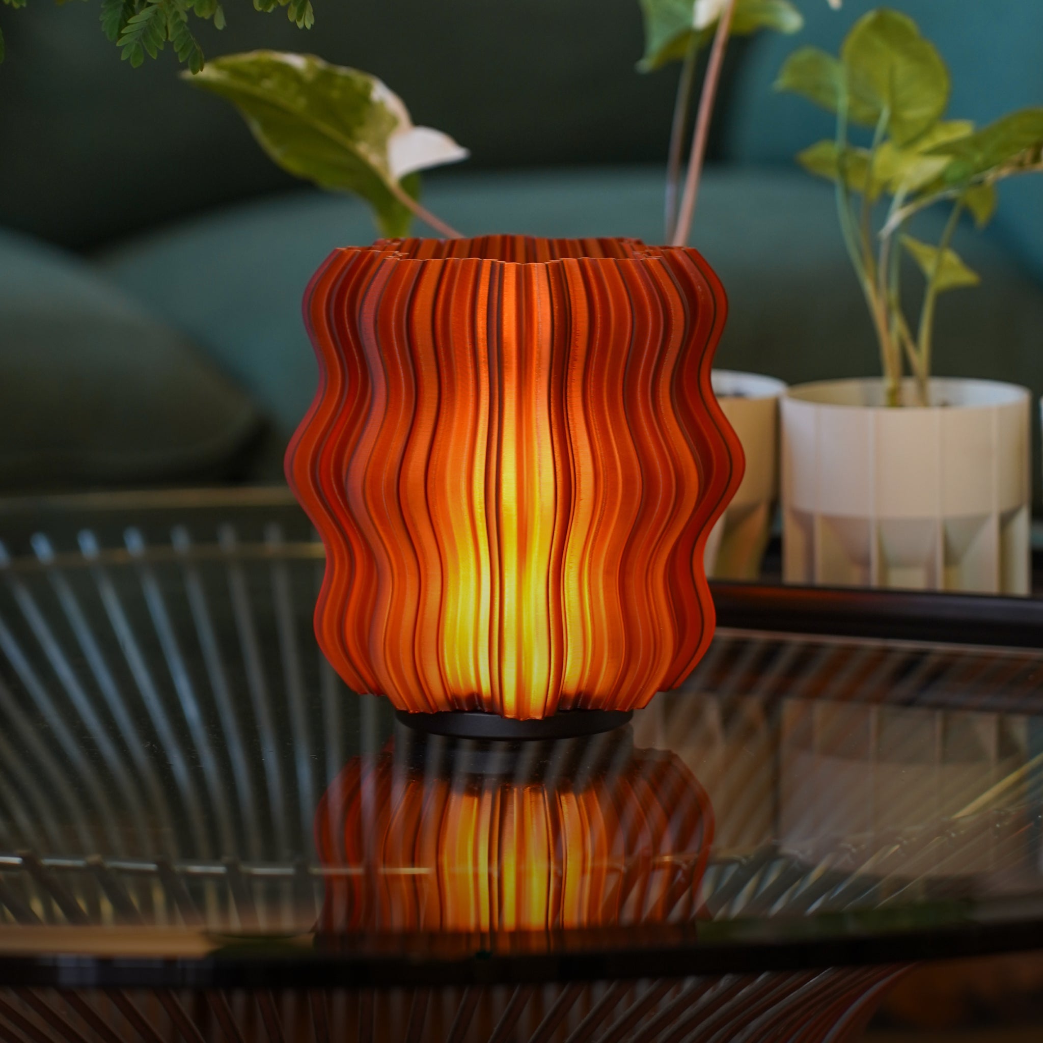 Cordless Mini Wavy Lamp | Rechargeable 3D Printed Table Lamp – Wooj Design
