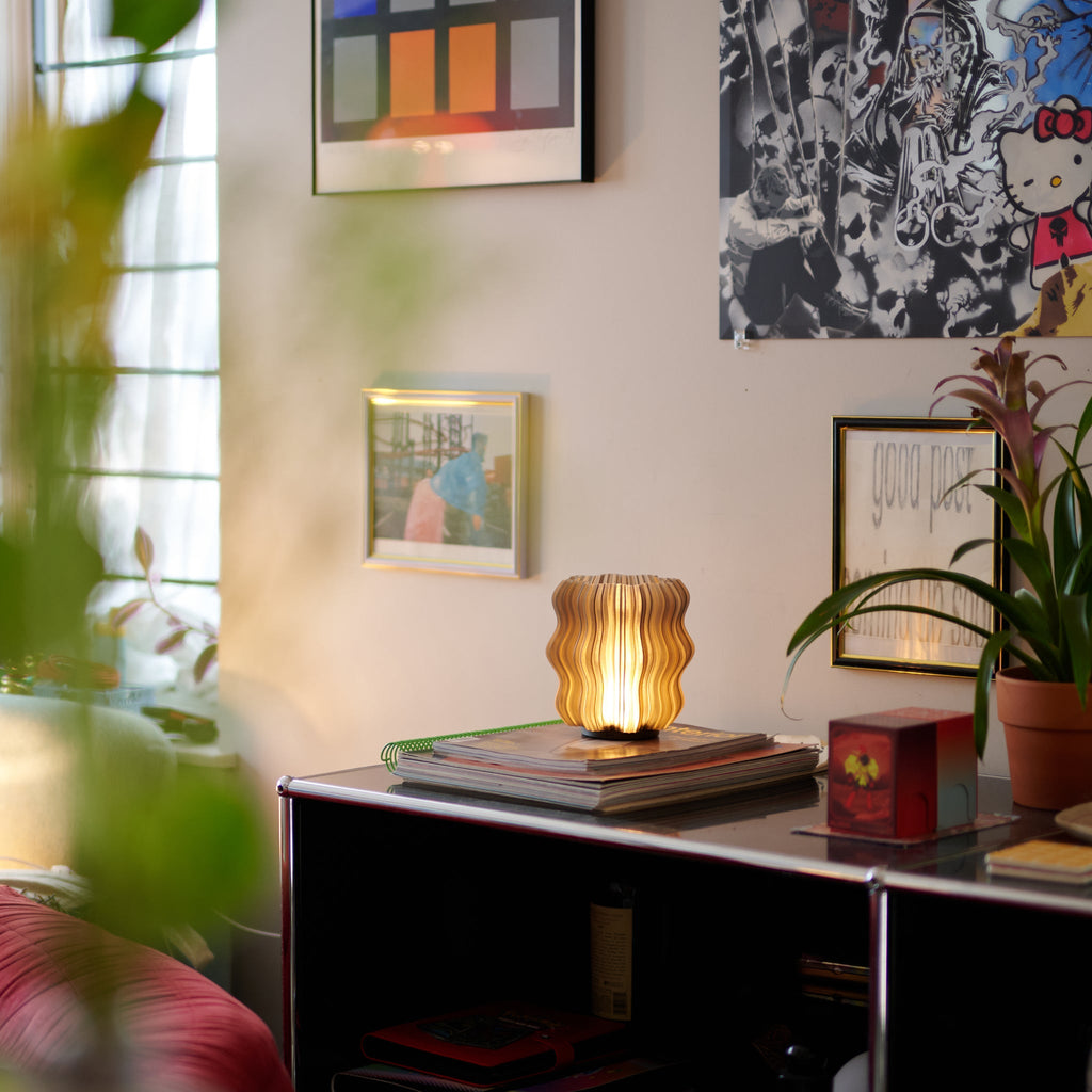 Cordless Mini Wavy Lamp | Rechargeable 3D Printed Table Lamp – Wooj Design