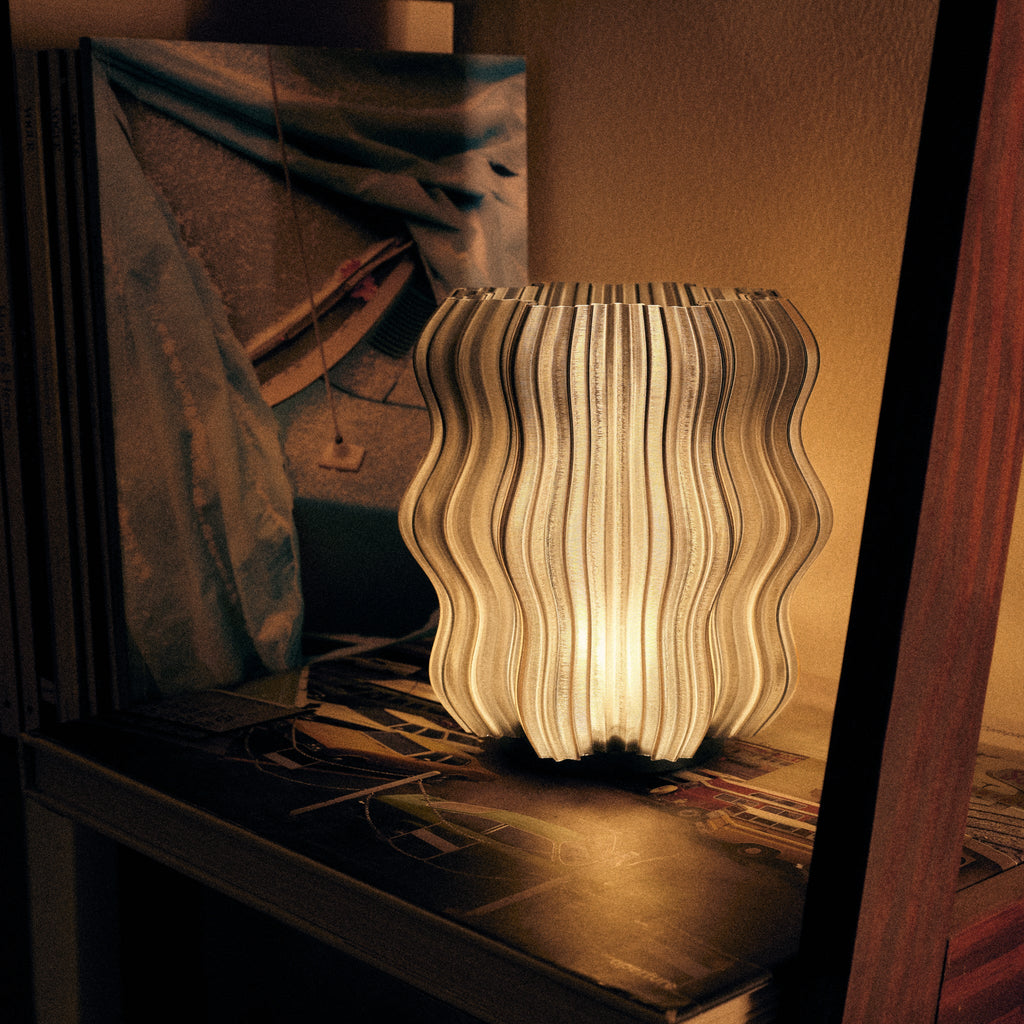 Cordless Mini Wavy Lamp | Rechargeable 3D Printed Table Lamp – Wooj Design