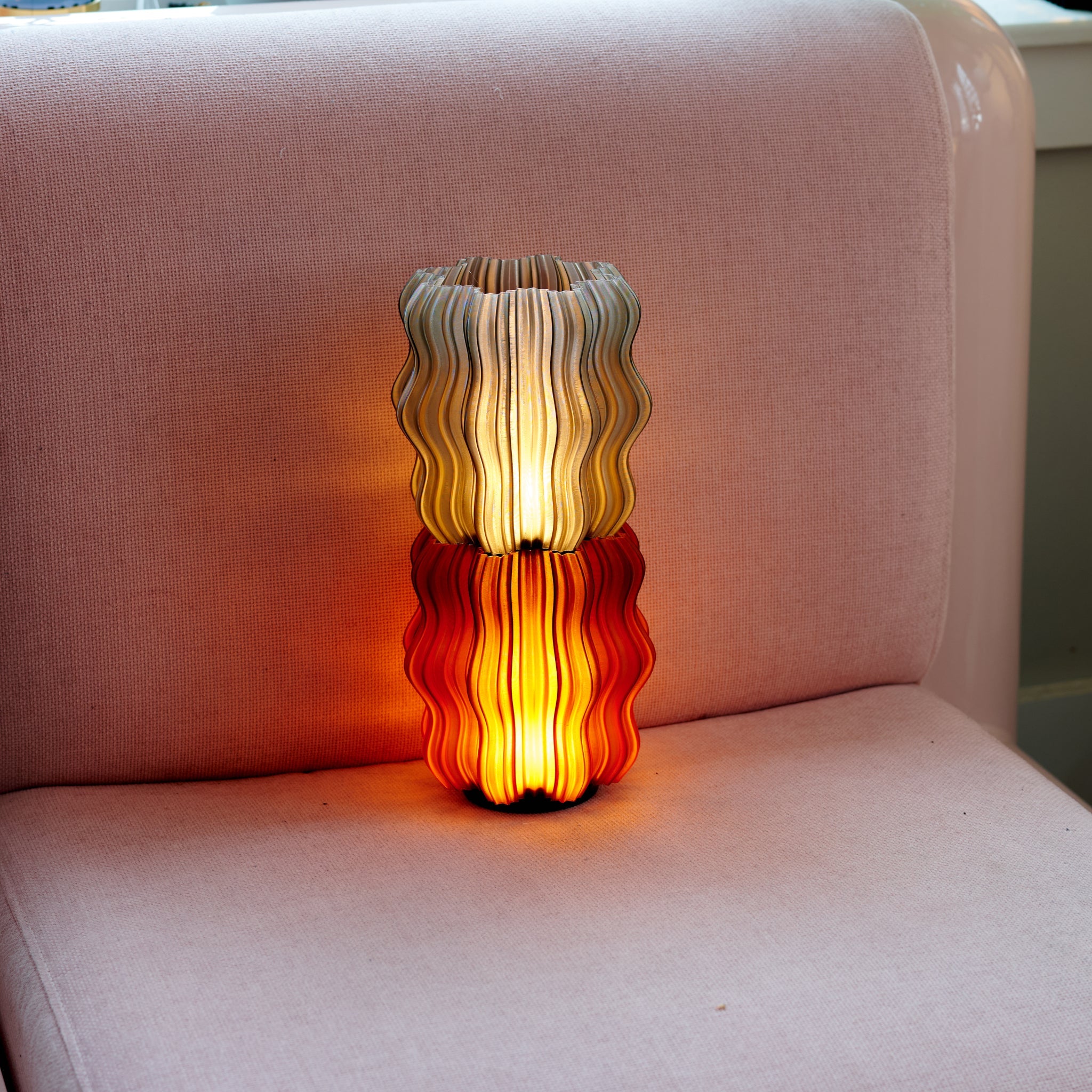 Cordless Mini Wavy Lamp | Rechargeable 3D Printed Table Lamp – Wooj Design
