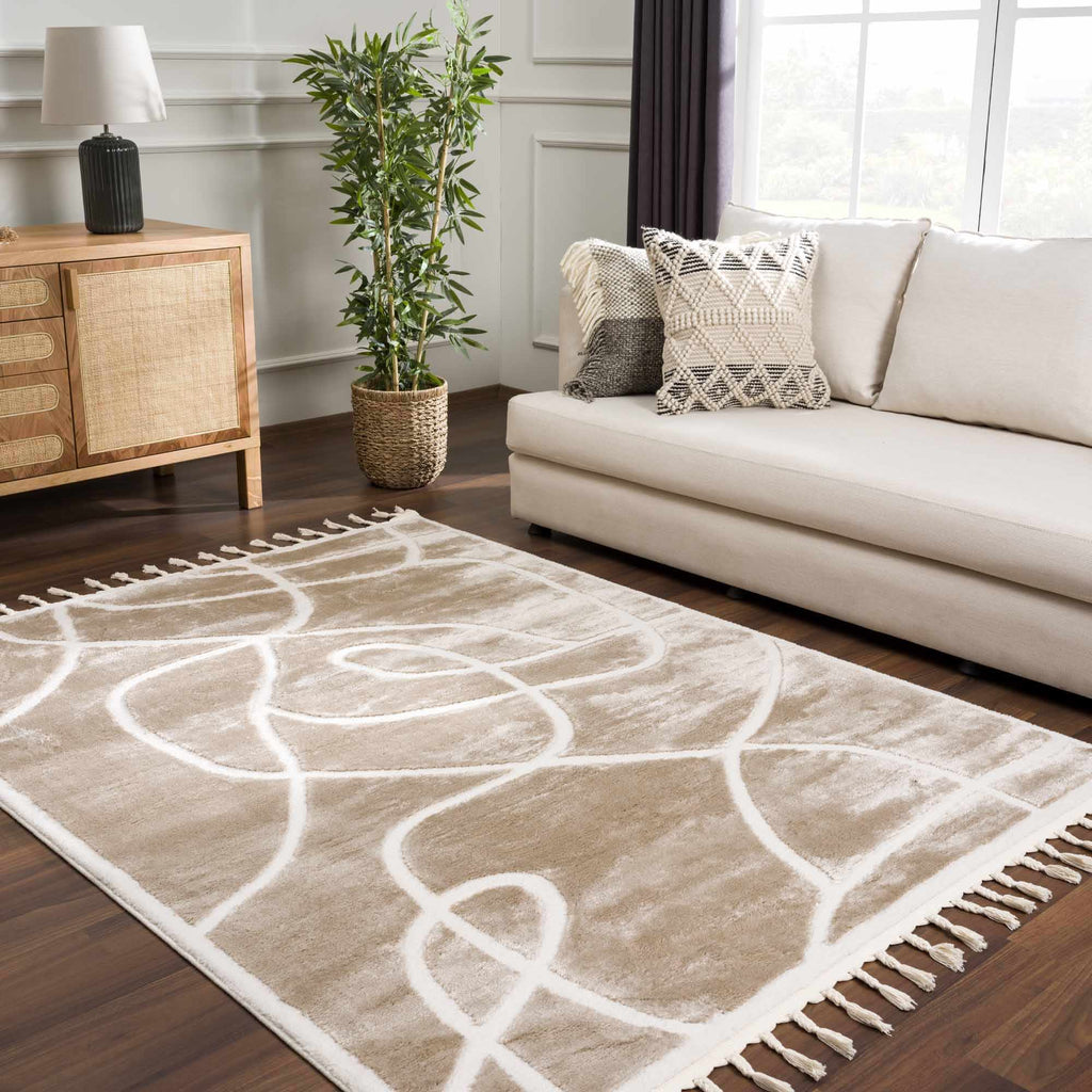 Azana Cream Area Rug | Modern Minimalist Line Design