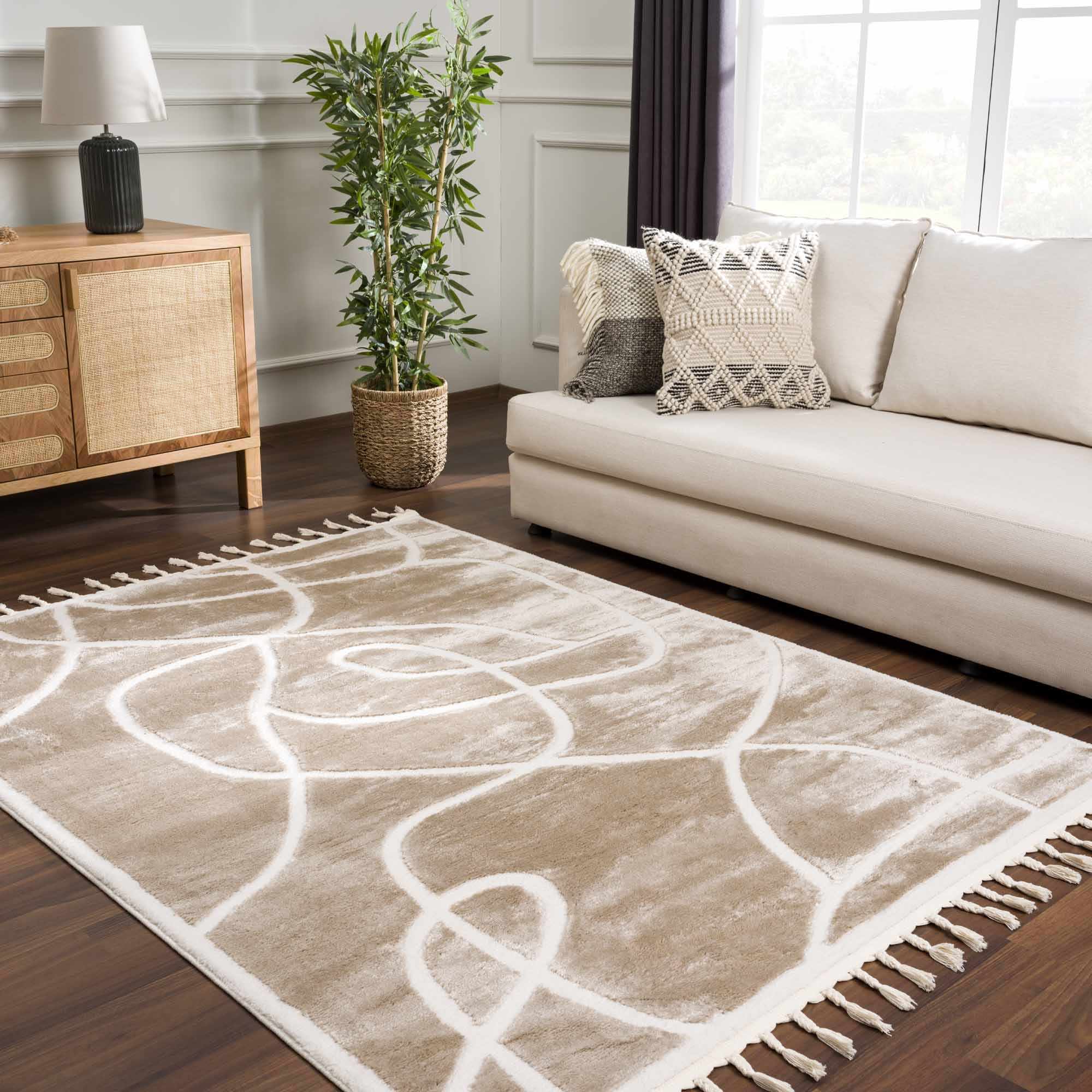 Azana Cream Area Rug | Modern Minimalist Line Design