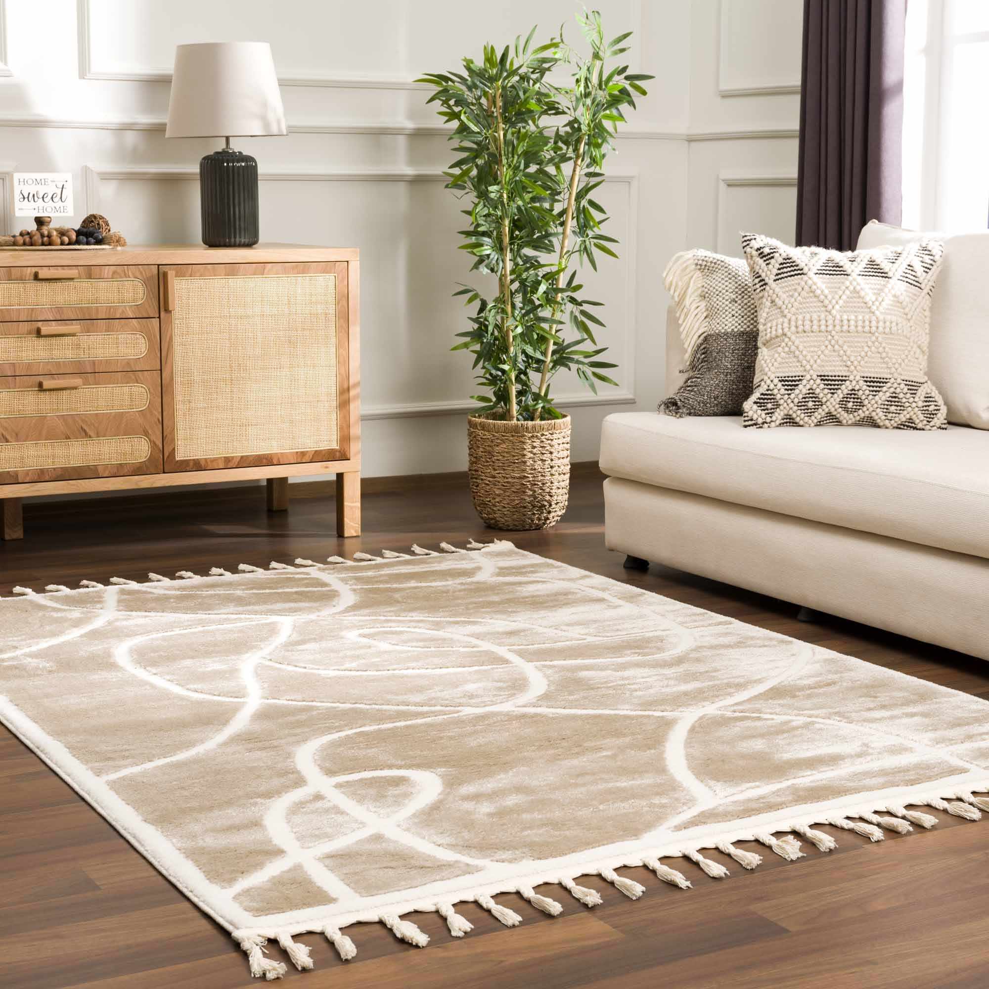 Azana Cream Area Rug | Modern Minimalist Line Design