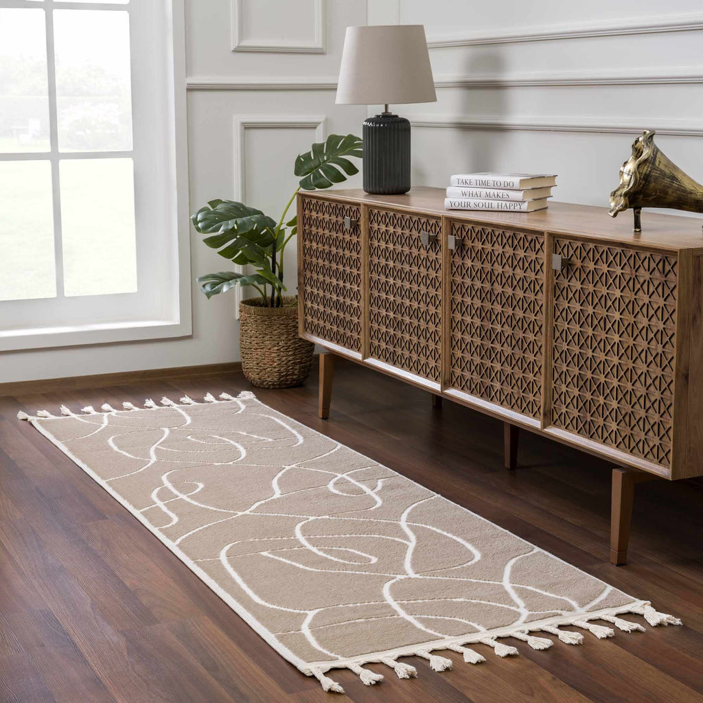 Azana Cream Area Rug | Modern Minimalist Line Design