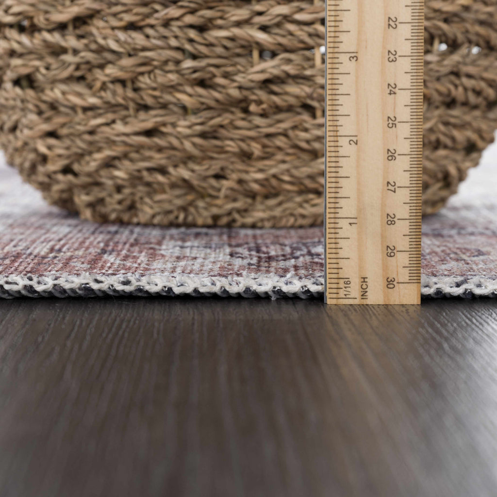 Rosman Beige Distressed Medallion Washable Area Rug | Timeless Design – Hauteloom