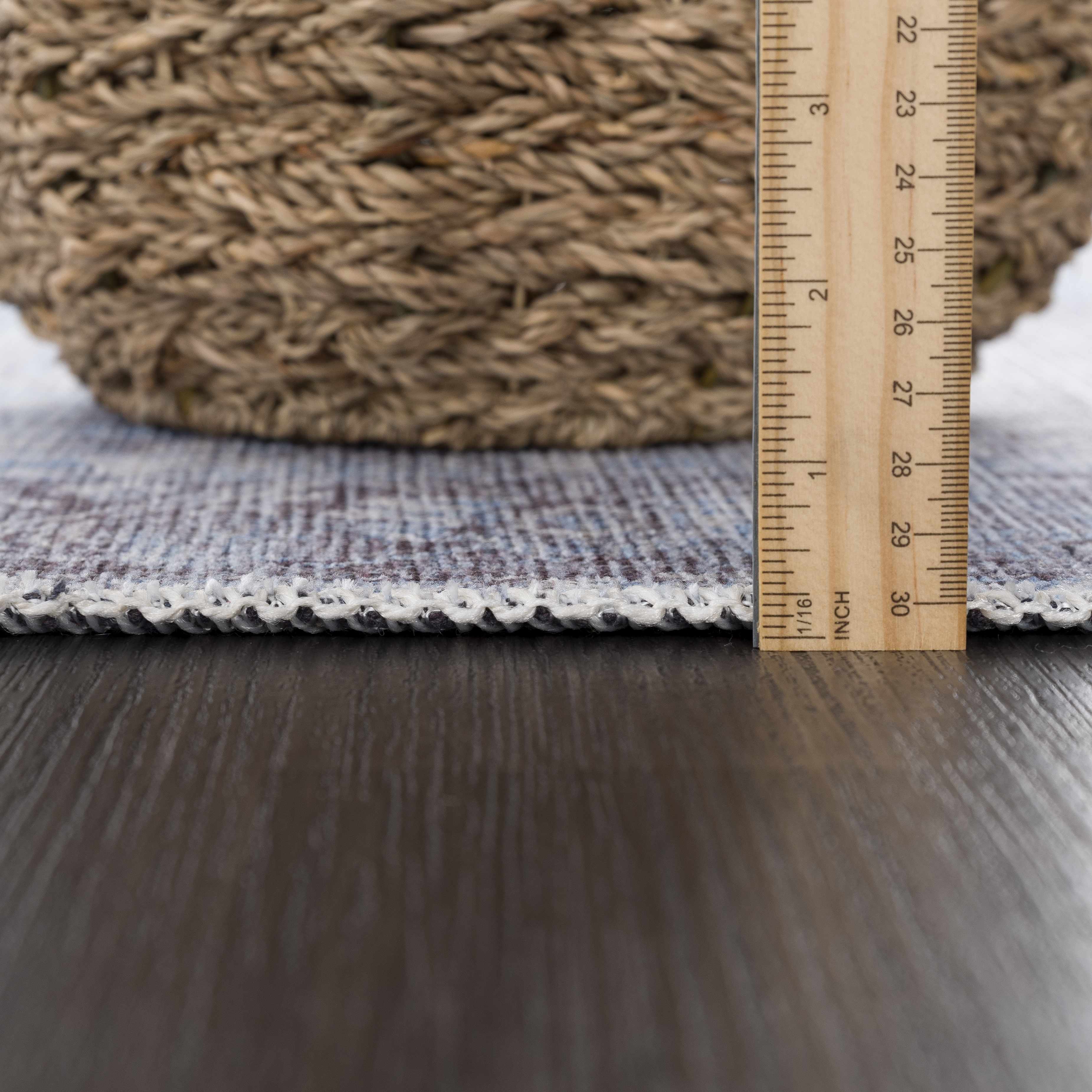 Rosman Aqua & Charcoal Washable Area Rug | Vintage Traditional Design