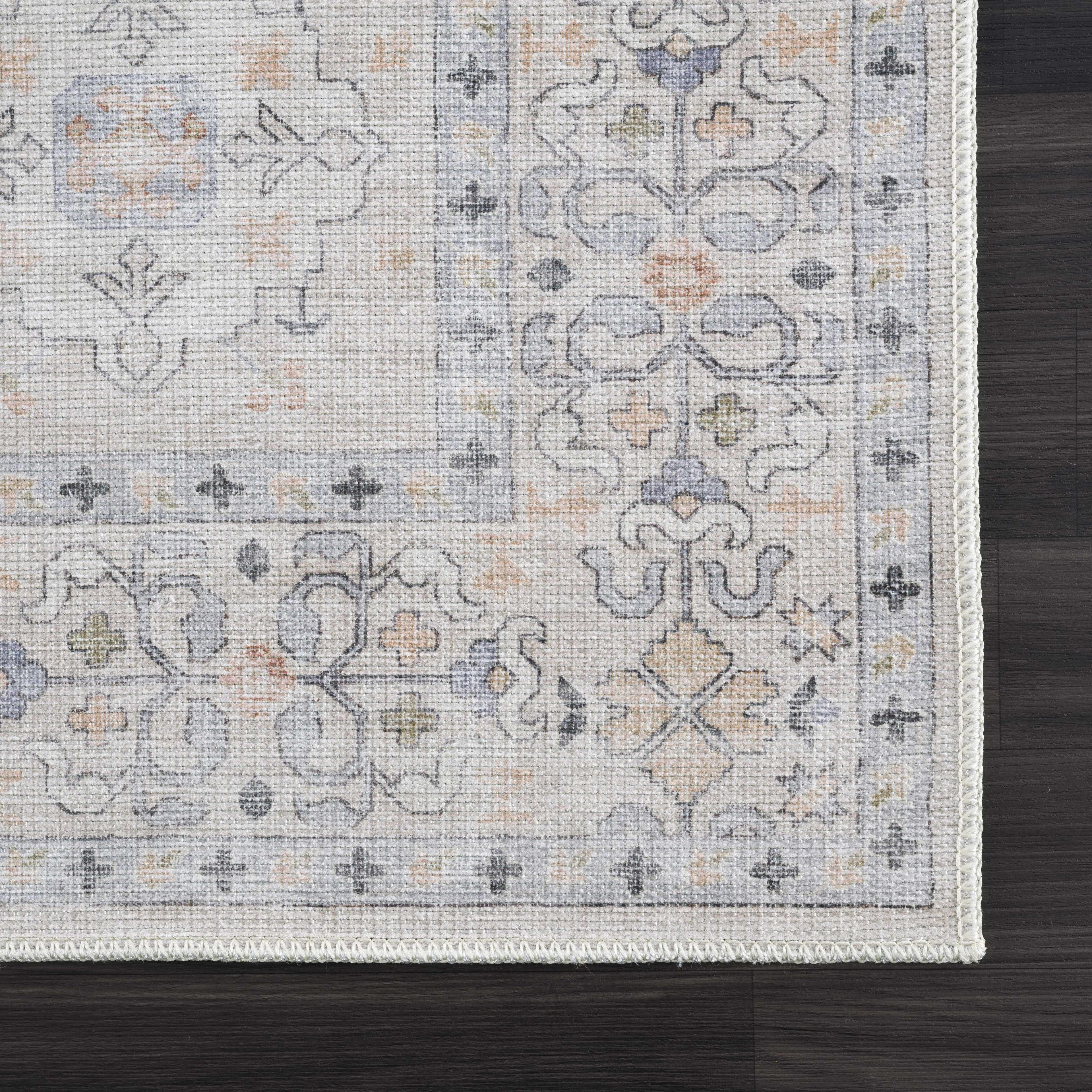 Beckett Beige Vintage Washable Area Rug | Aztec-Inspired Design