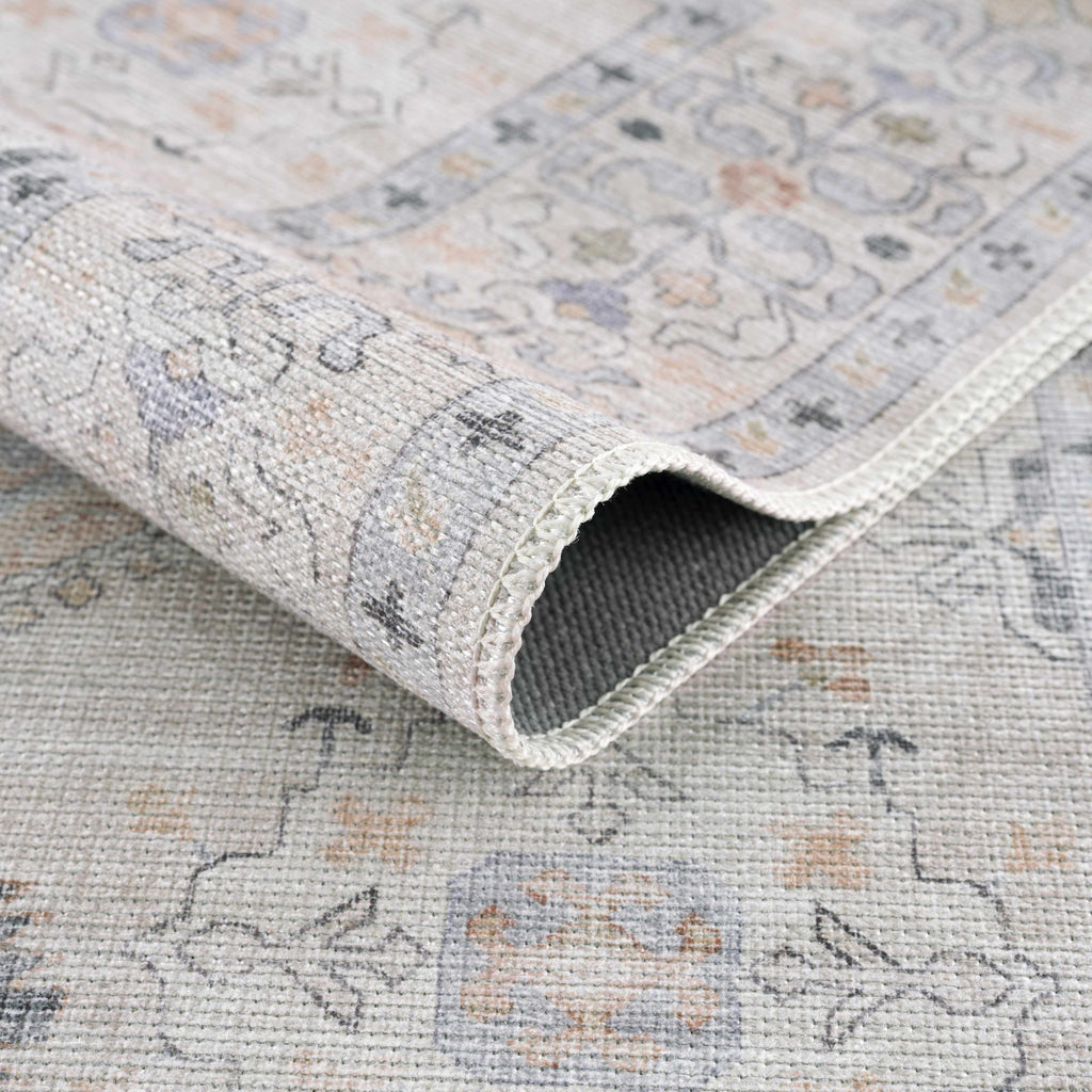 Beckett Beige Vintage Washable Area Rug | Aztec-Inspired Design