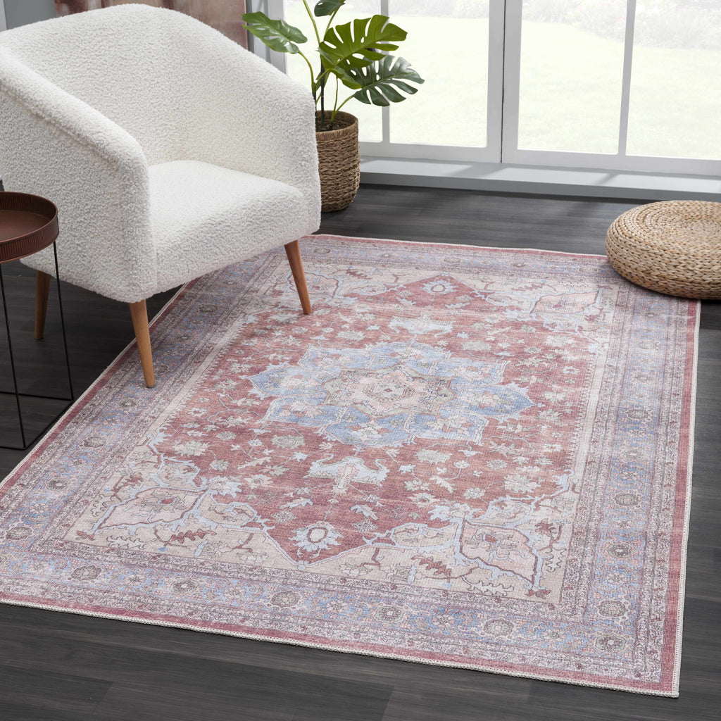 Bagamanoc Brown Medallion Washable Area Rug | Persian & Turkish-Inspired Design – Hauteloom