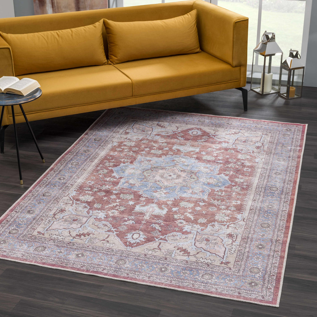 Bagamanoc Brown Medallion Washable Area Rug | Persian & Turkish-Inspired Design – Hauteloom