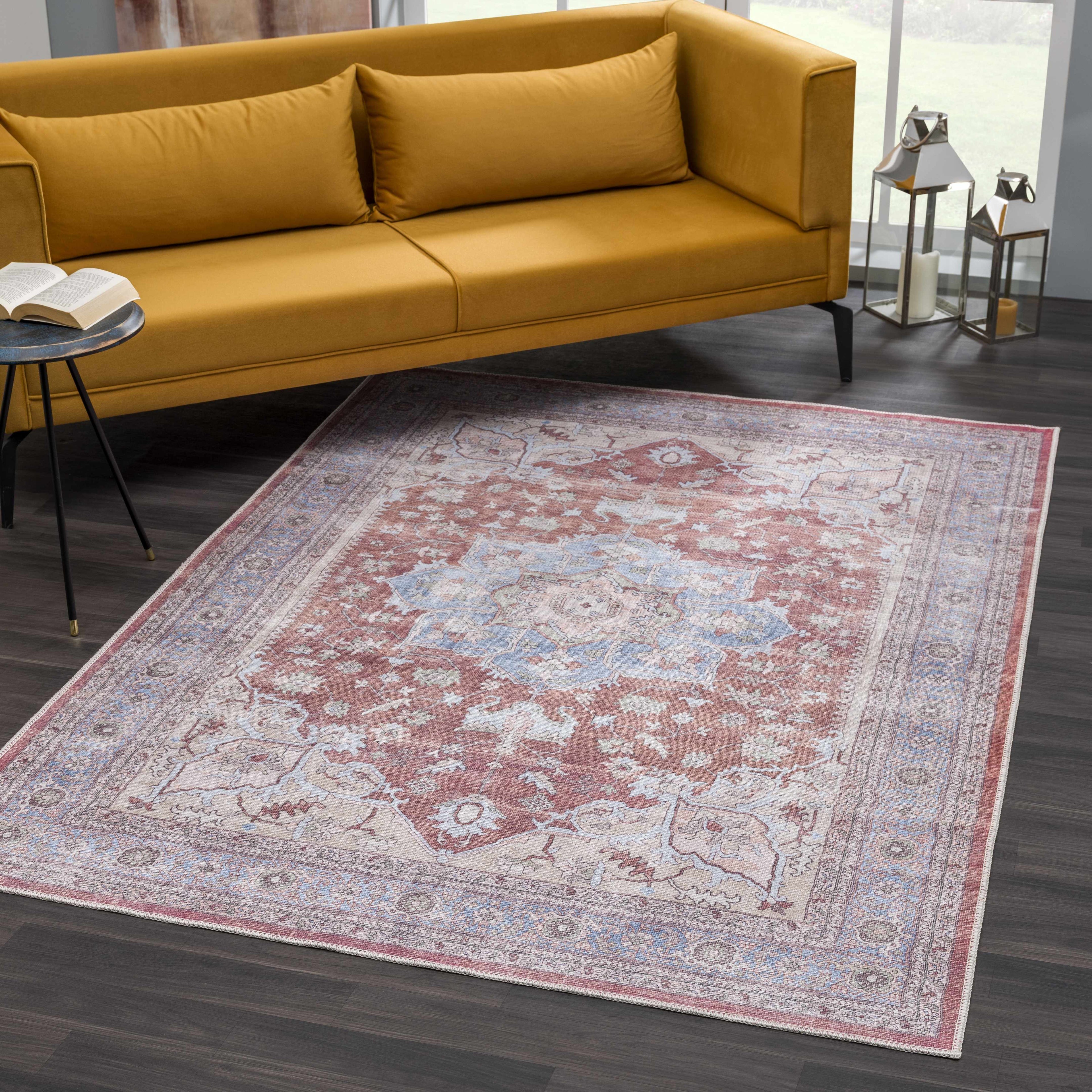 Bagamanoc Brown Medallion Washable Area Rug | Persian & Turkish-Inspired Design – Hauteloom
