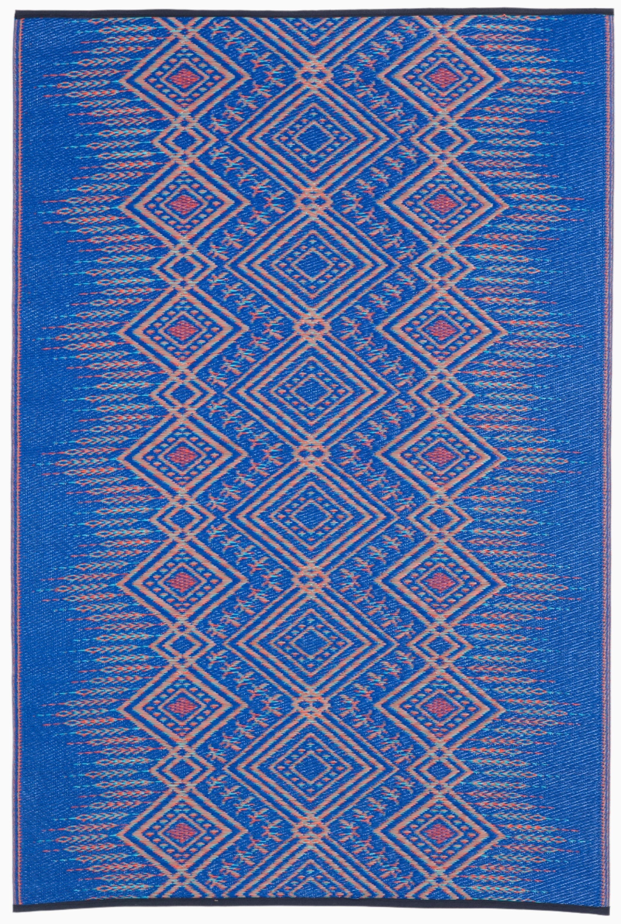 Jodhpur Multi Blue Outdoor Rug | Boho Geometric Design