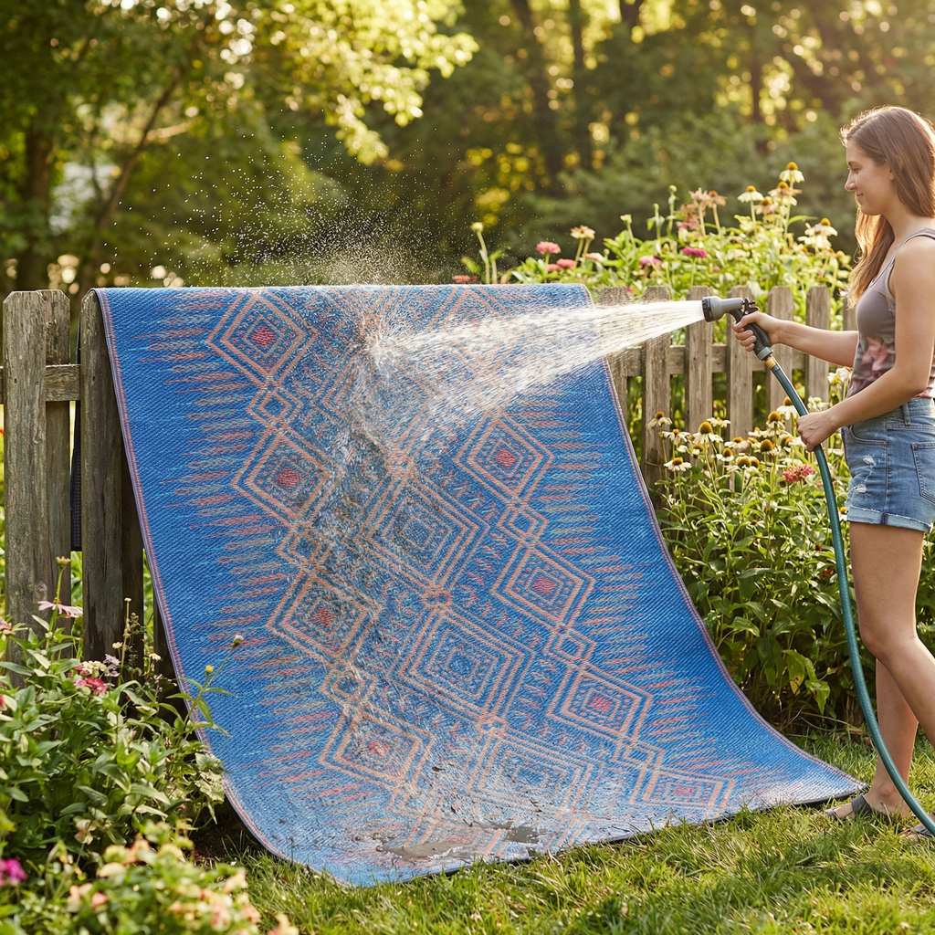 Jodhpur Multi Blue Outdoor Rug | Boho Geometric Design