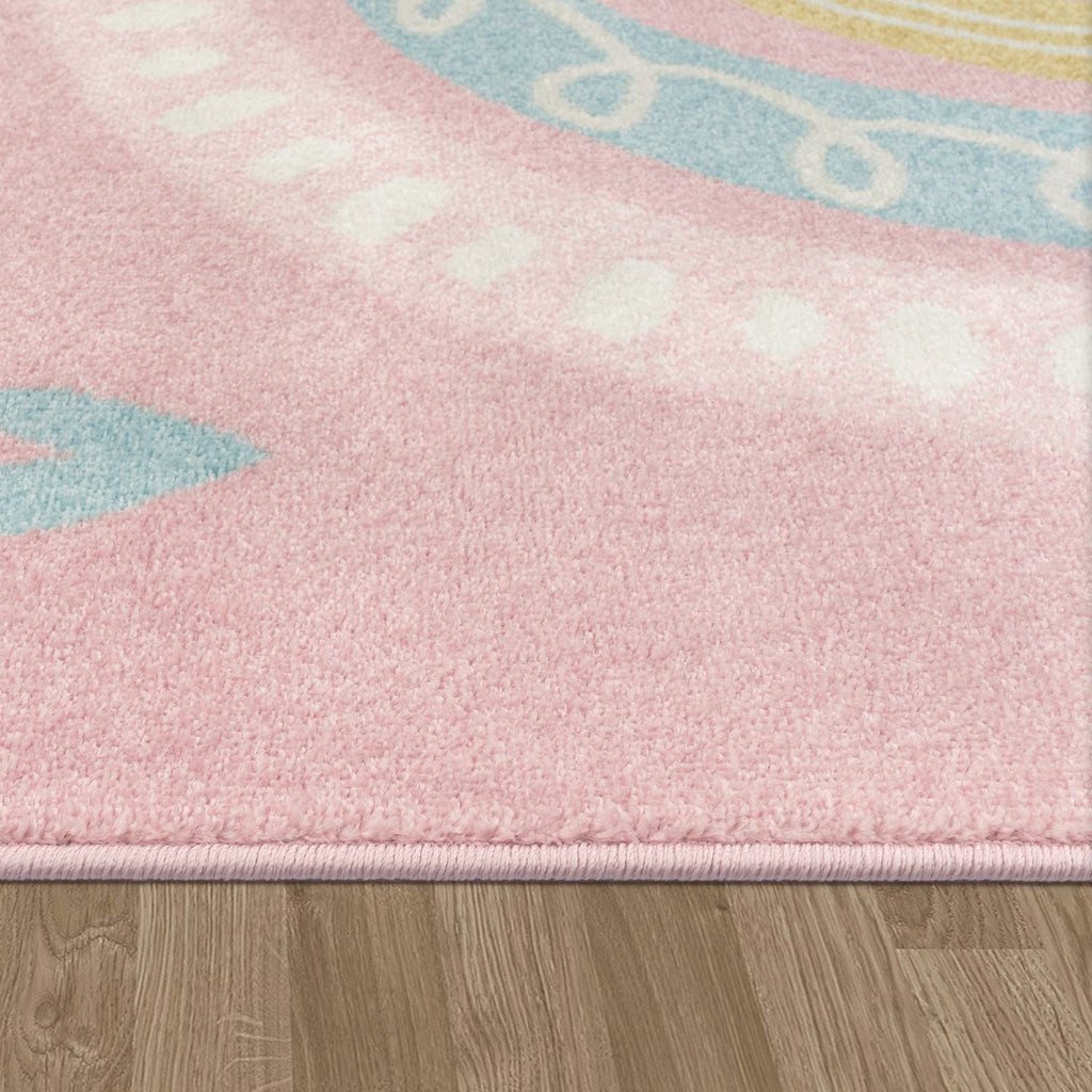 Nino Kids Rug | Rainbow & Hearts Pink Design