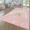 Nino Kids Rug | Rainbow & Hearts Pink Design