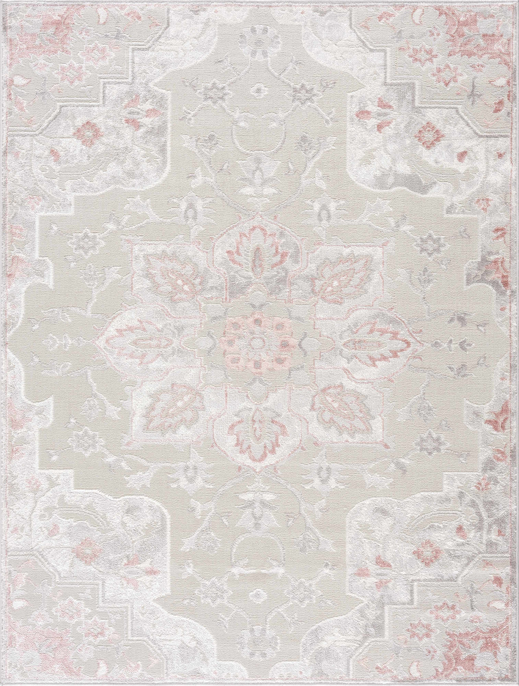 Calum Pink & Gray Medallion Area Rug | Floral Pattern Design – Hauteloom