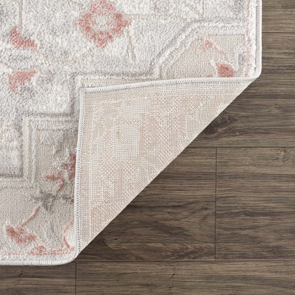 Calum Pink & Gray Medallion Area Rug | Floral Pattern Design – Hauteloom