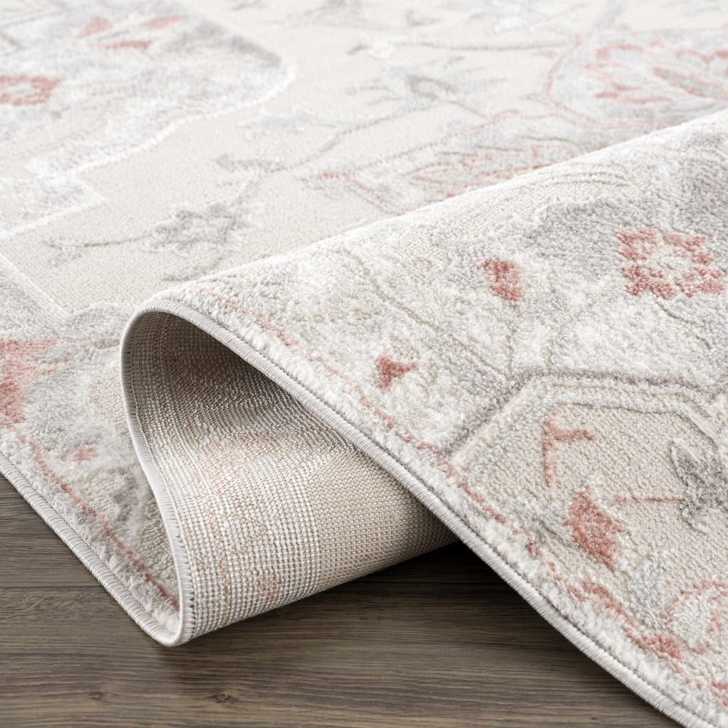 Calum Pink & Gray Medallion Area Rug | Floral Pattern Design – Hauteloom