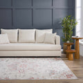 Calum Pink & Gray Medallion Area Rug | Floral Pattern Design – Hauteloom