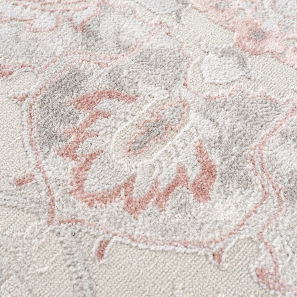Calum Pink & Gray Medallion Area Rug | Floral Pattern Design – Hauteloom