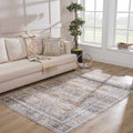 Arias Beige & Blue Washable Area Rug | Distressed Vintage Design