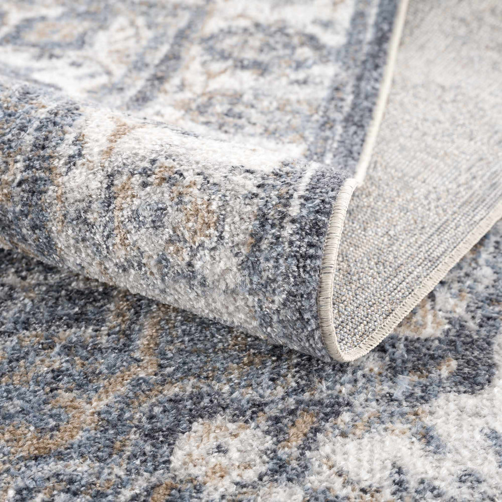Aurum Blue Distressed Medallion Washable Area Rug | Turkish-Inspired Design – Hauteloom