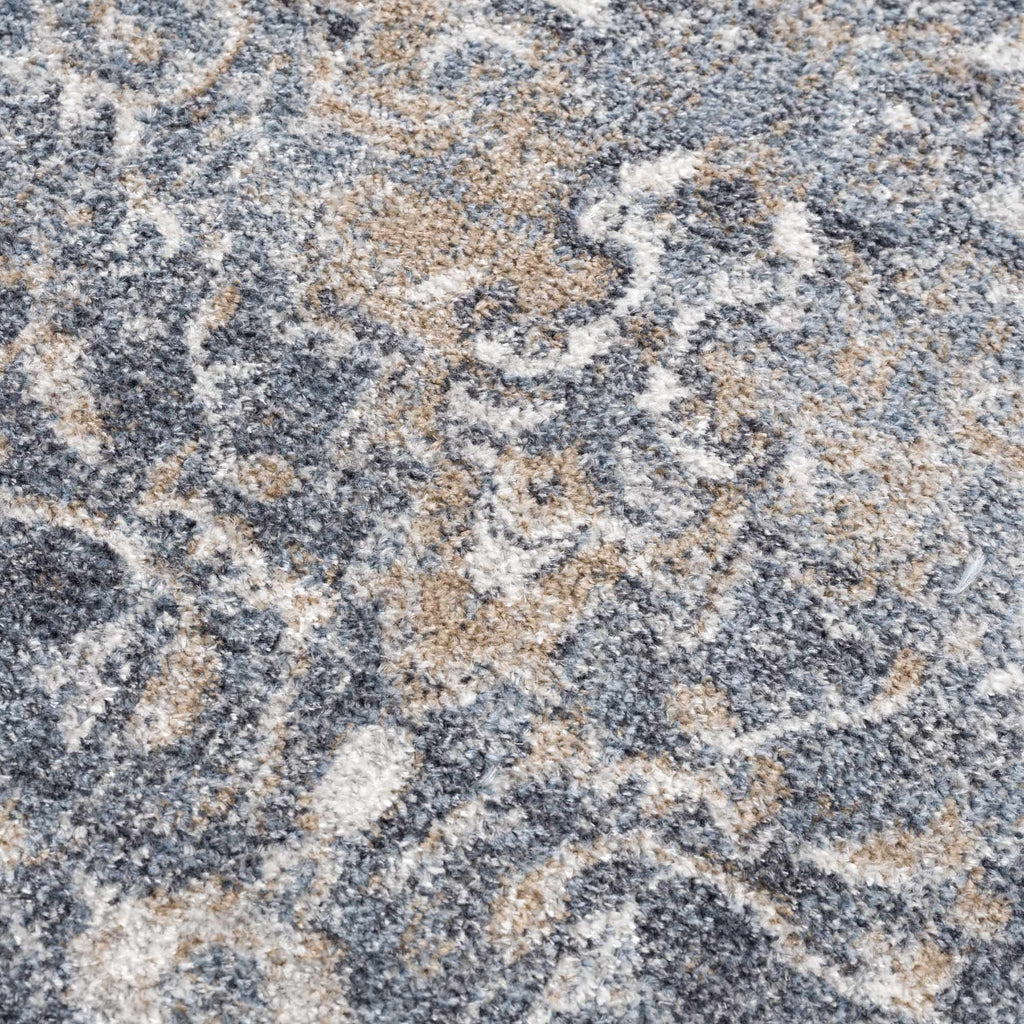 Aurum Blue Distressed Medallion Washable Area Rug | Turkish-Inspired Design – Hauteloom