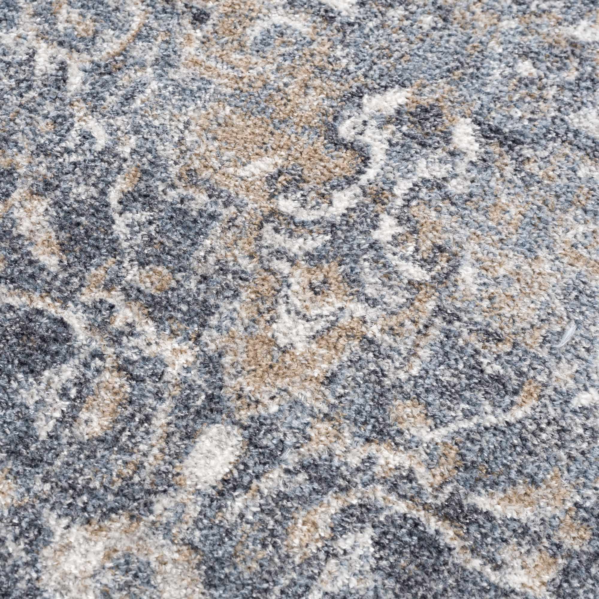 Aurum Blue Distressed Medallion Washable Area Rug | Turkish-Inspired Design – Hauteloom