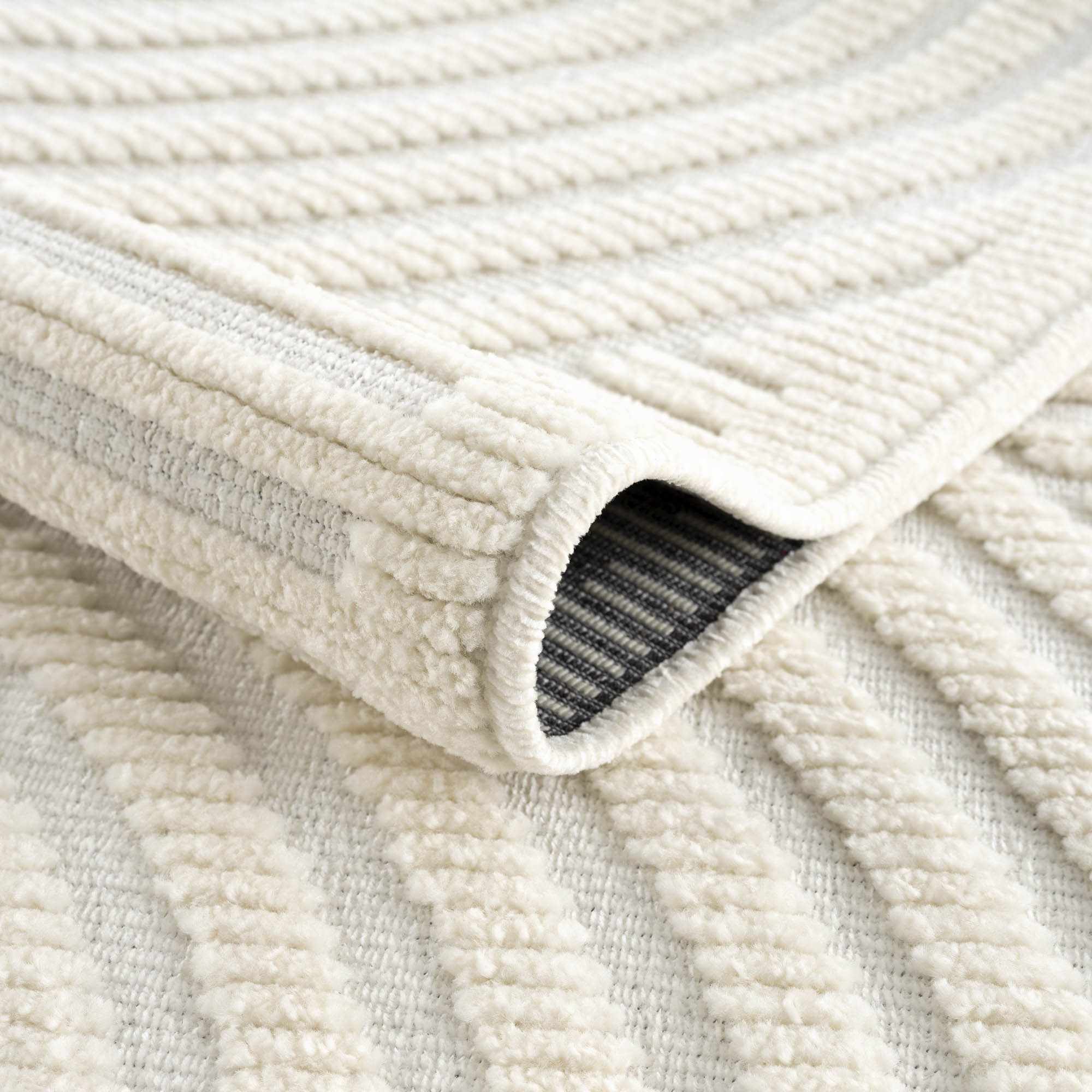 Deron White Washable Area Rug | Machine Washable 3D Textured Rug – Boutique Rugs
