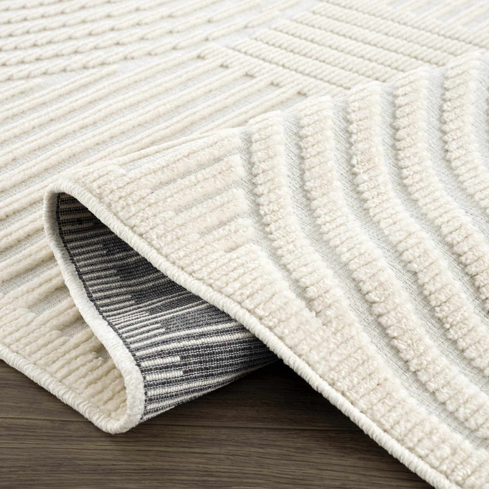 Deron White Washable Area Rug | Machine Washable 3D Textured Rug – Boutique Rugs