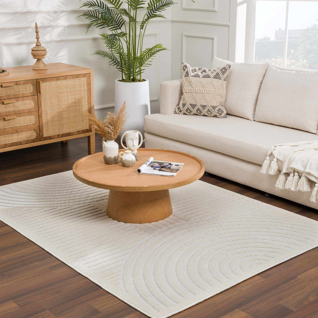Deron White Washable Area Rug | Machine Washable 3D Textured Rug – Boutique Rugs