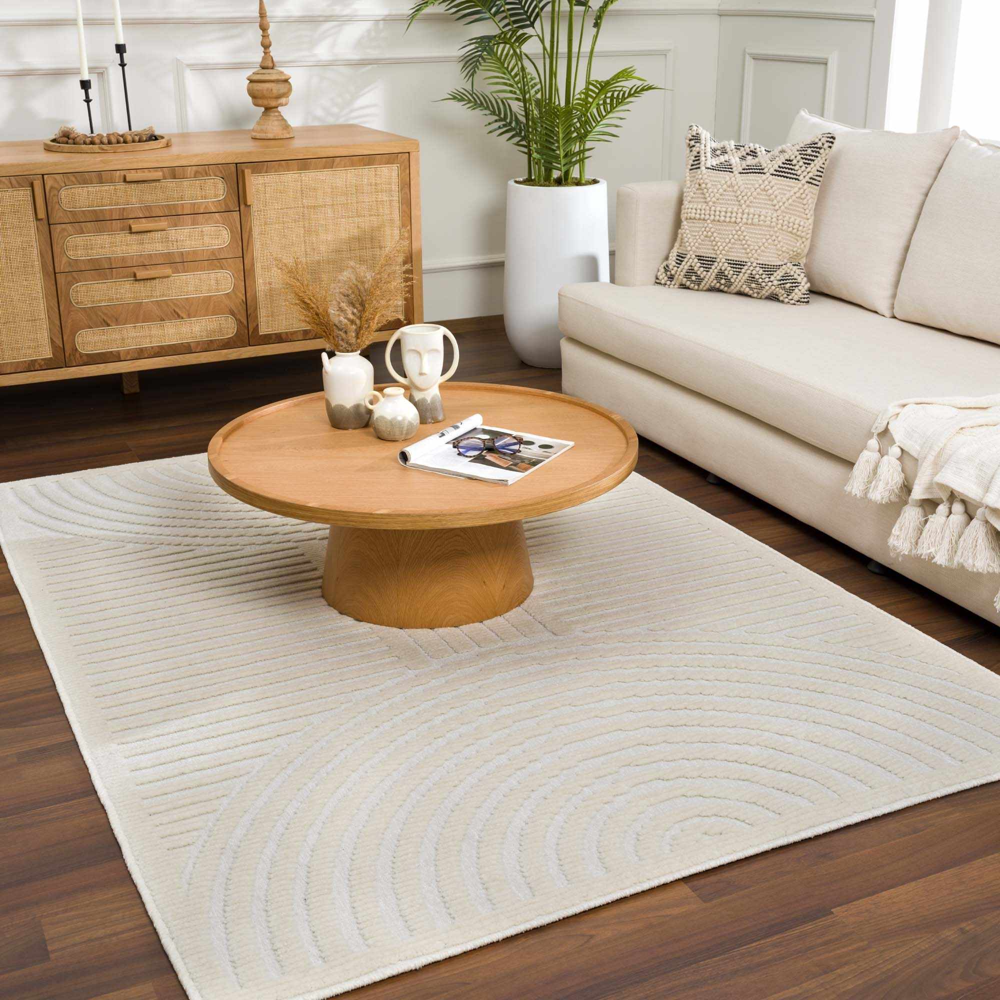 Deron White Washable Area Rug | Machine Washable 3D Textured Rug – Boutique Rugs